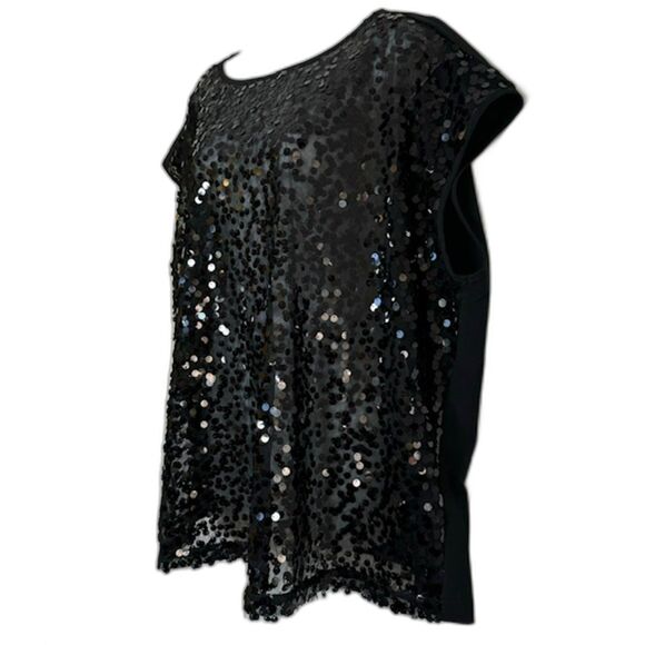 LANE BRYANT BLACK SHEER SEQUIN POPOVER TOP PLUS SIZE 18 NWOT - Picture 5 of 10